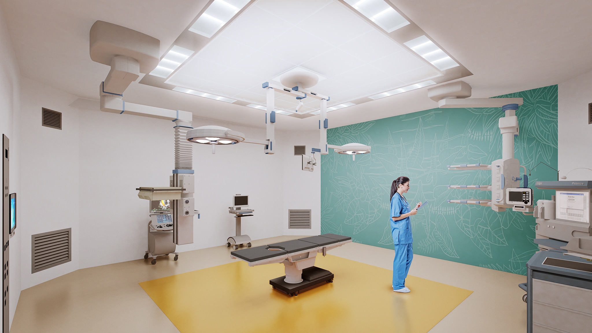hôpital de Tourcoing, extension et restructuration de l'aile B et C, vue de du bloc opératoire