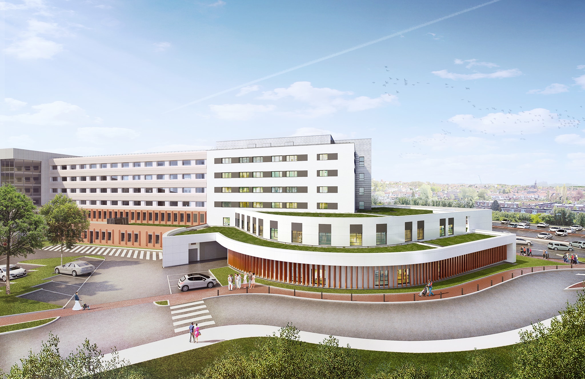 hôpital de Tourcoing, extension et restructuration de l'aile B et C, vue de la maternité