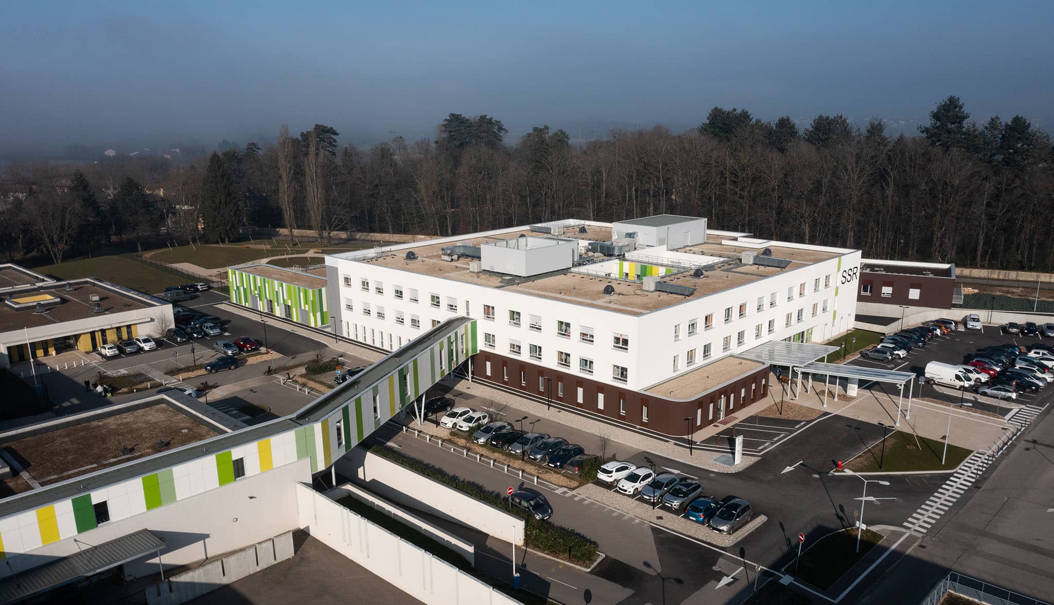 Centre de rééducation SSR à Bourg-en-Bresse, vue aérienne