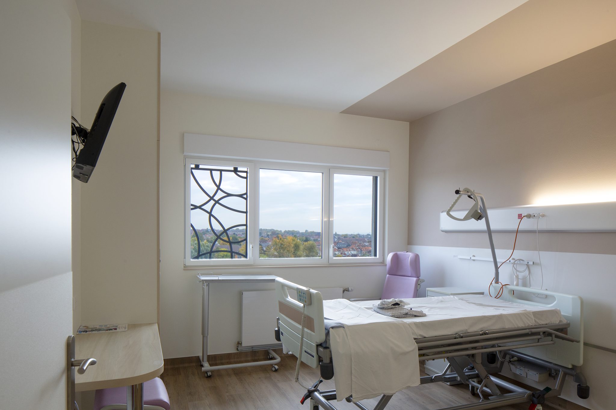 hôpital de Tourcoing, extension et restructuration de l'aile B et C, vue de la chambre