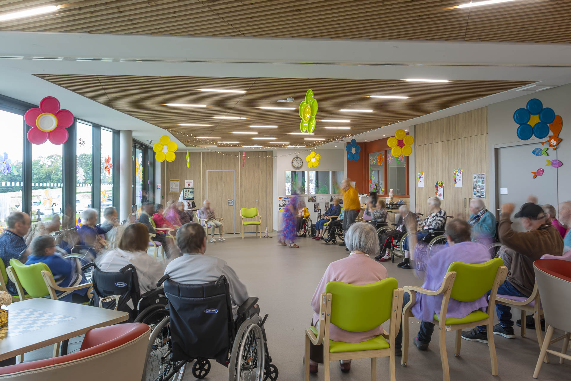 Hôpital Alfred Brard à Guémené sur Scorff, vue de la salle d'activité