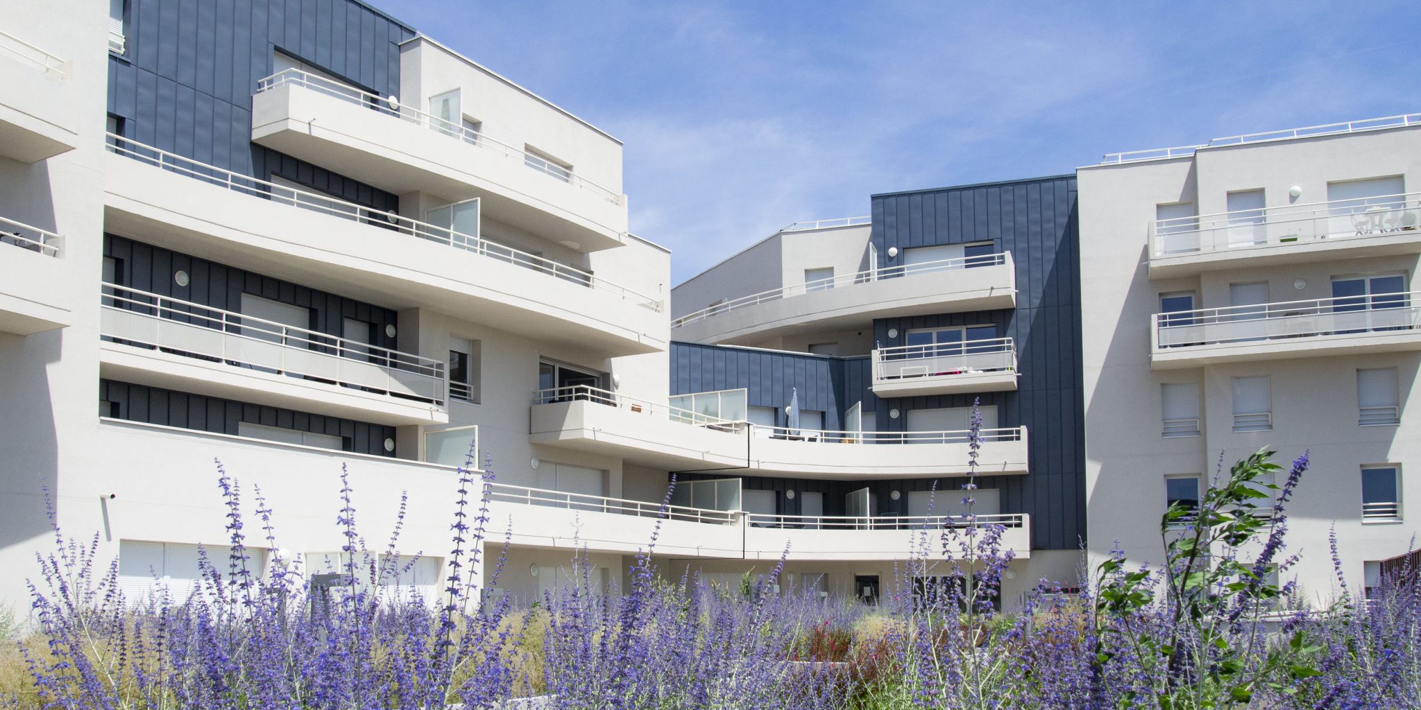 Logements, locaux libres et crèche, rue du Ressort à Clermont-Ferrand, vue jardin