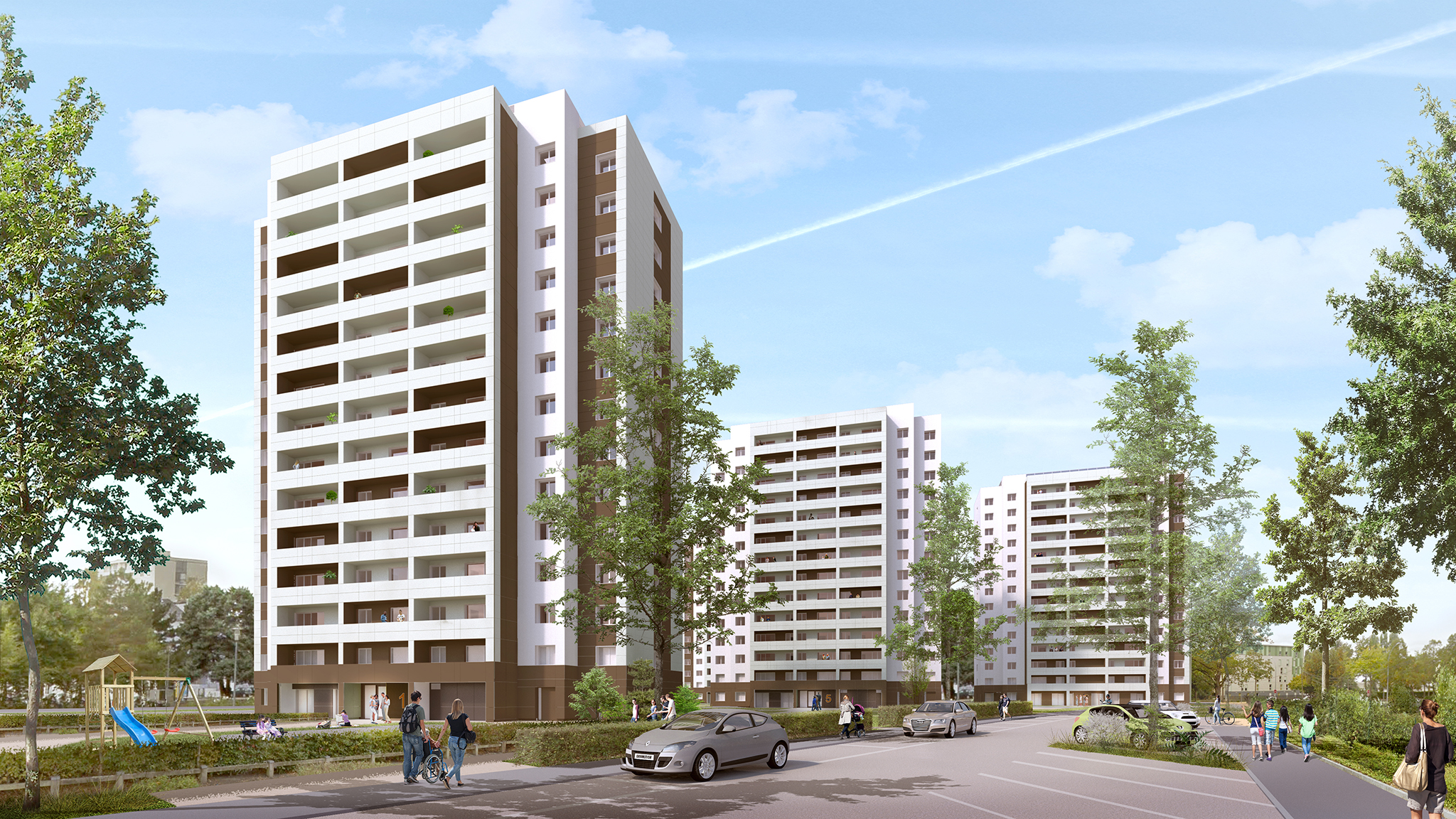 Réhabilitation de 260 logements à Angers rue Pierre Gaubert, perspective