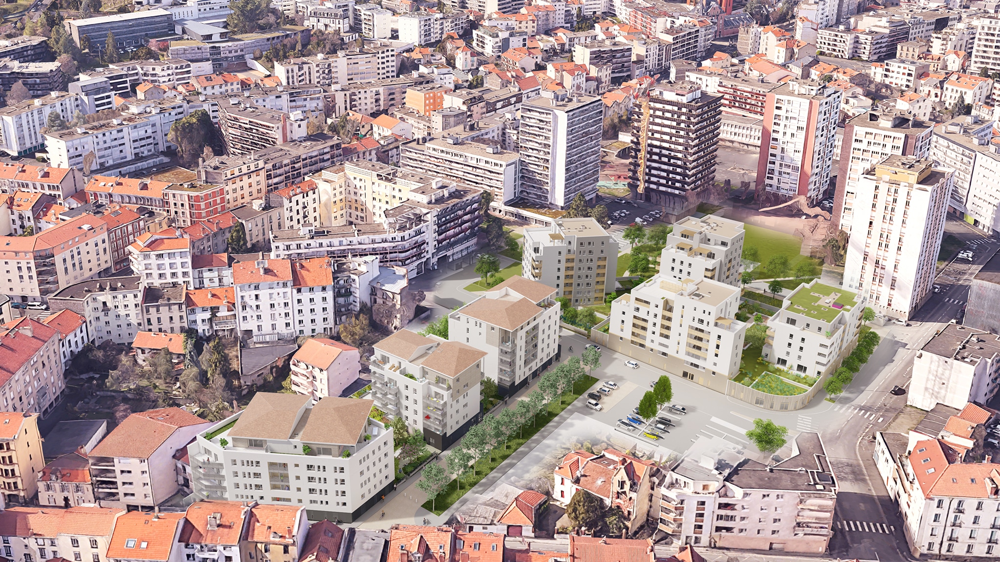 Logements place de Regensburg à Clermont-Ferrand, vue aérienne