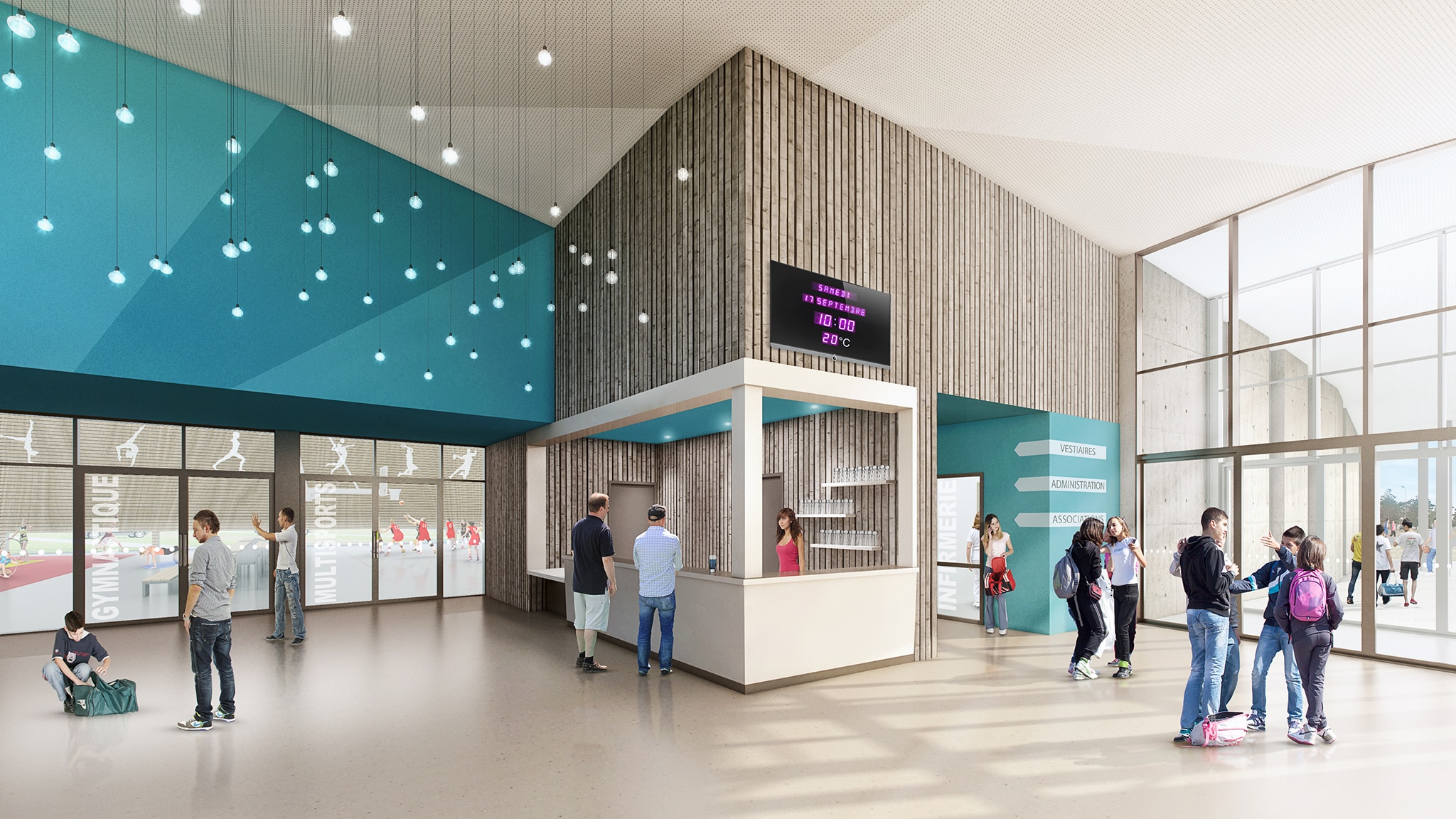 Complexe sportif à Coulommiers, vue du Hall