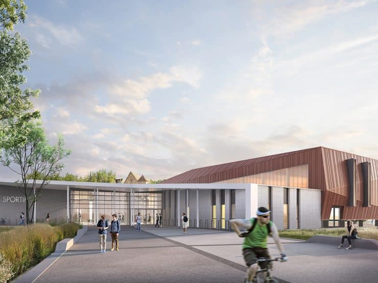 Complexe sportif à Coulommiers, vue du Parvis