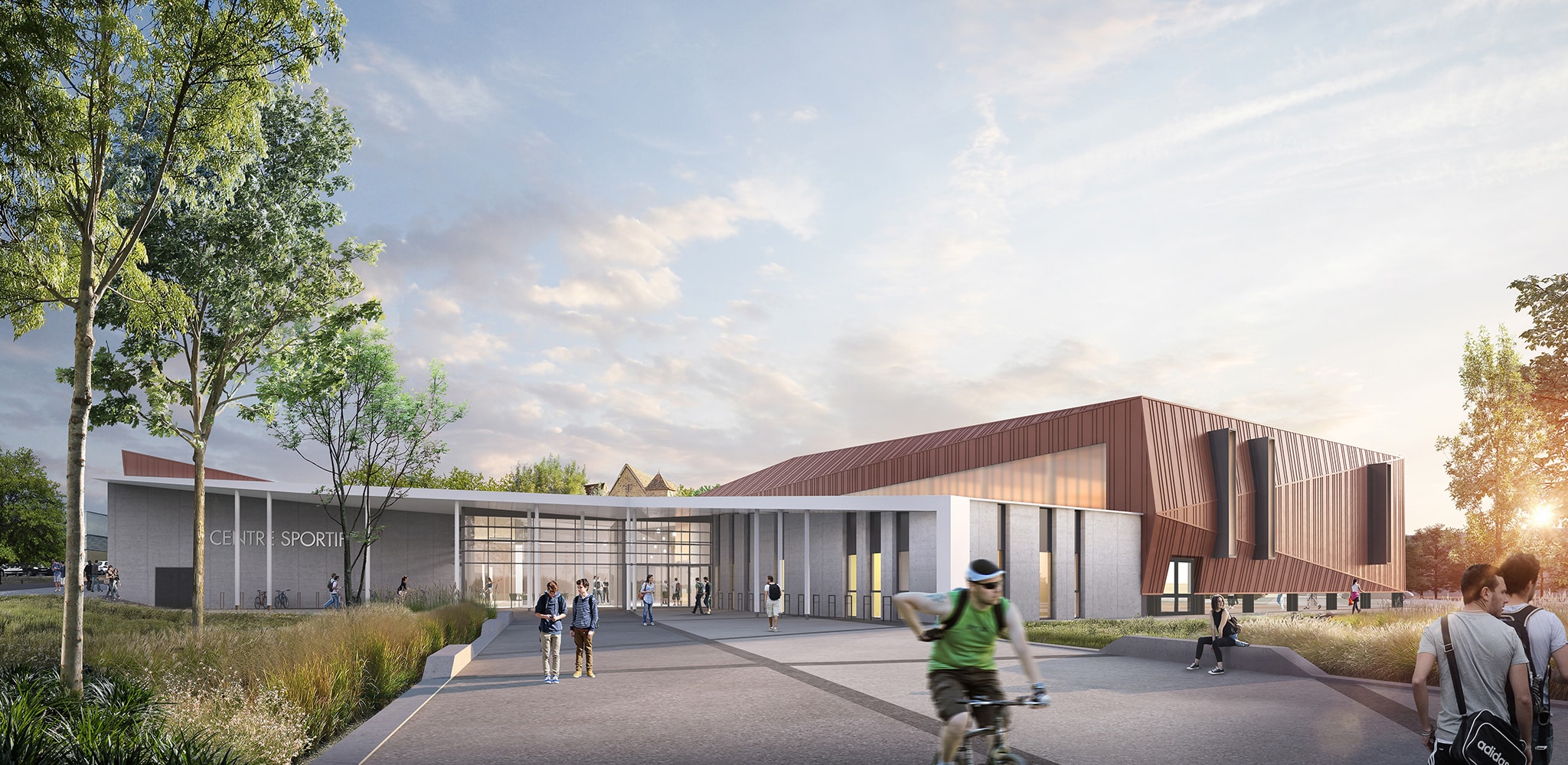 Complexe sportif à Coulommiers, vue du Parvis