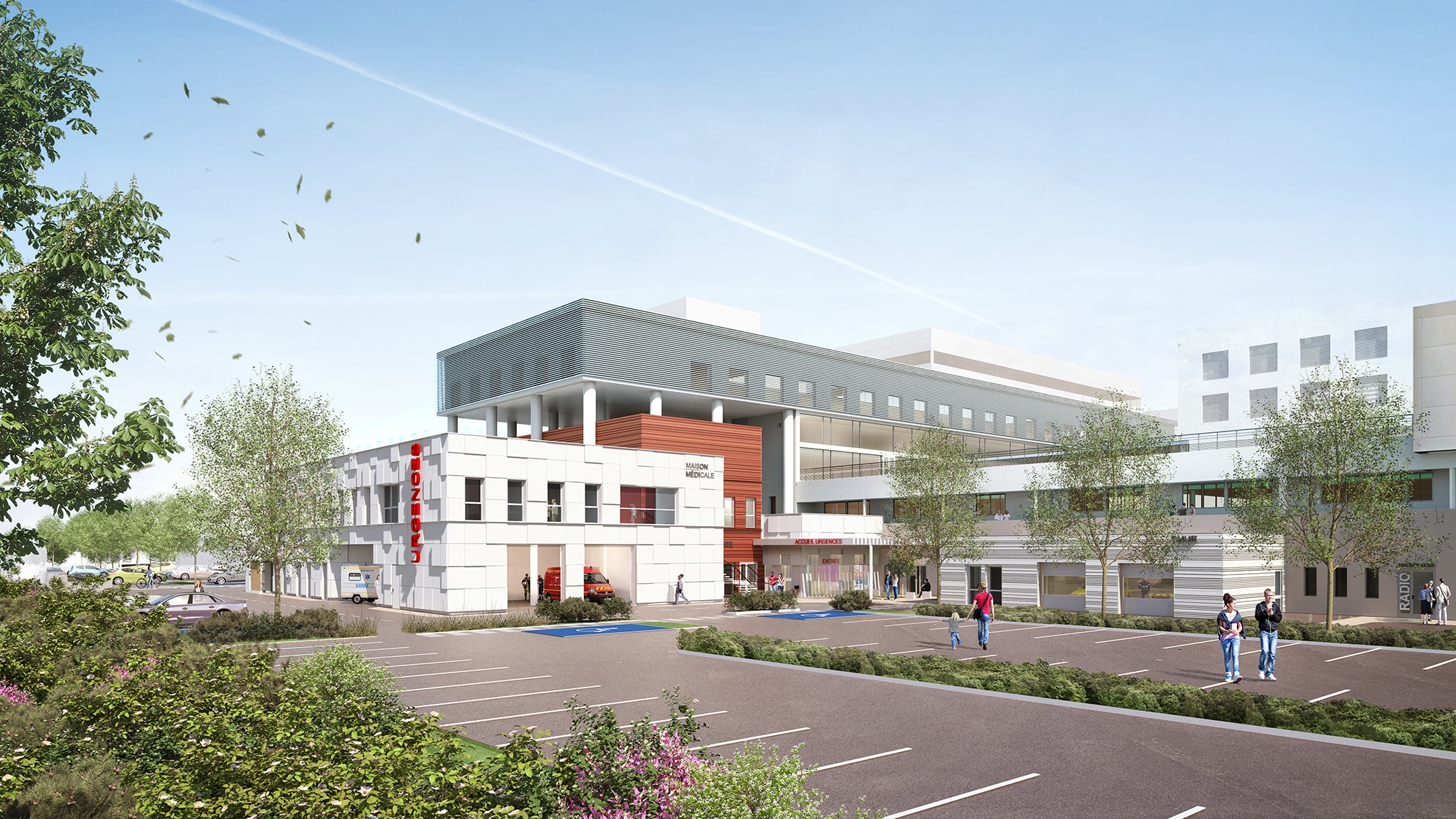 Urgences du Centre Hospitalier de Carpentras, vue sur l'entrée