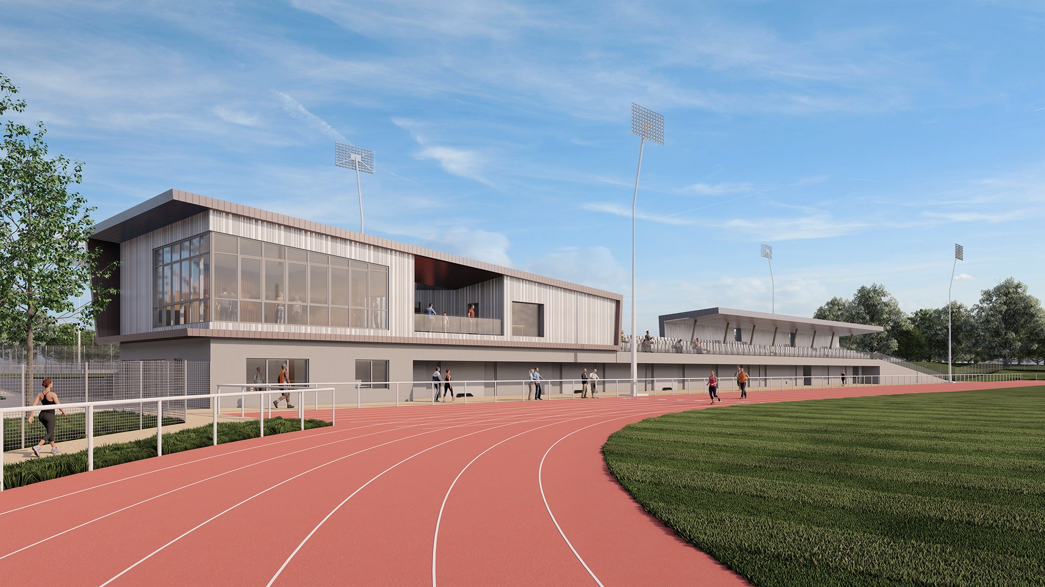 Pôle sportif Kerozer à Saint-Avé, vue des tribunes