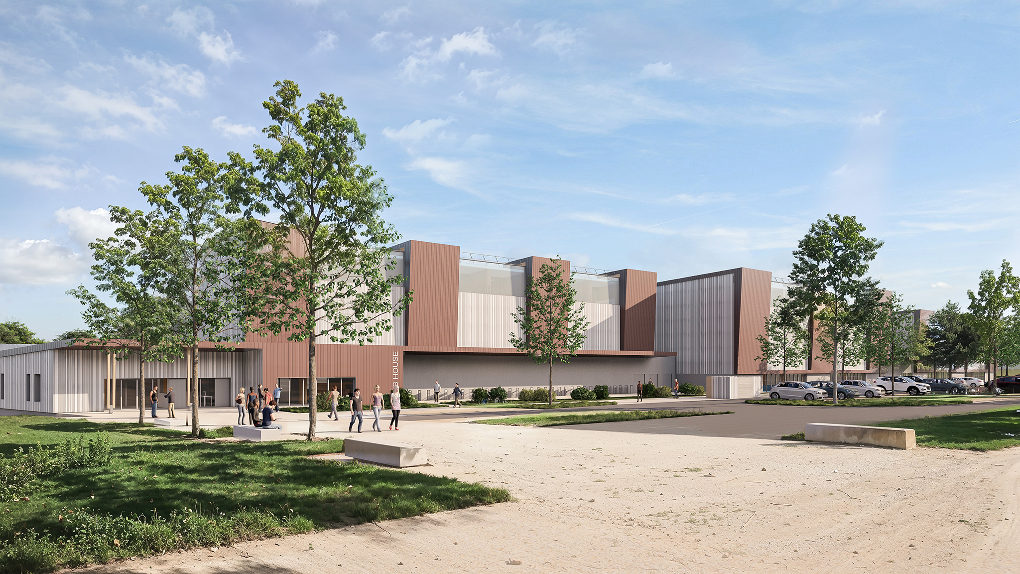 Pôle sportif Kerozer à Saint-Avé, vue du gymnase