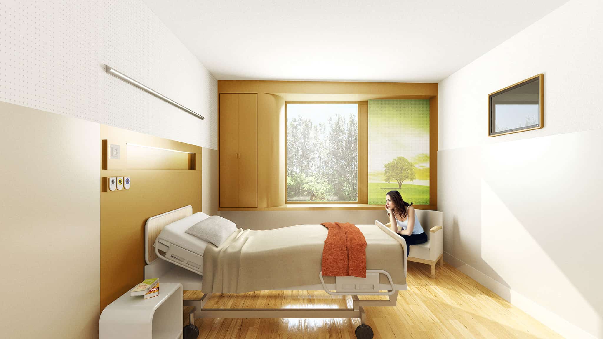 Bâtiment psychiatrie au Centre Hospitalier de Besançon - Chambre