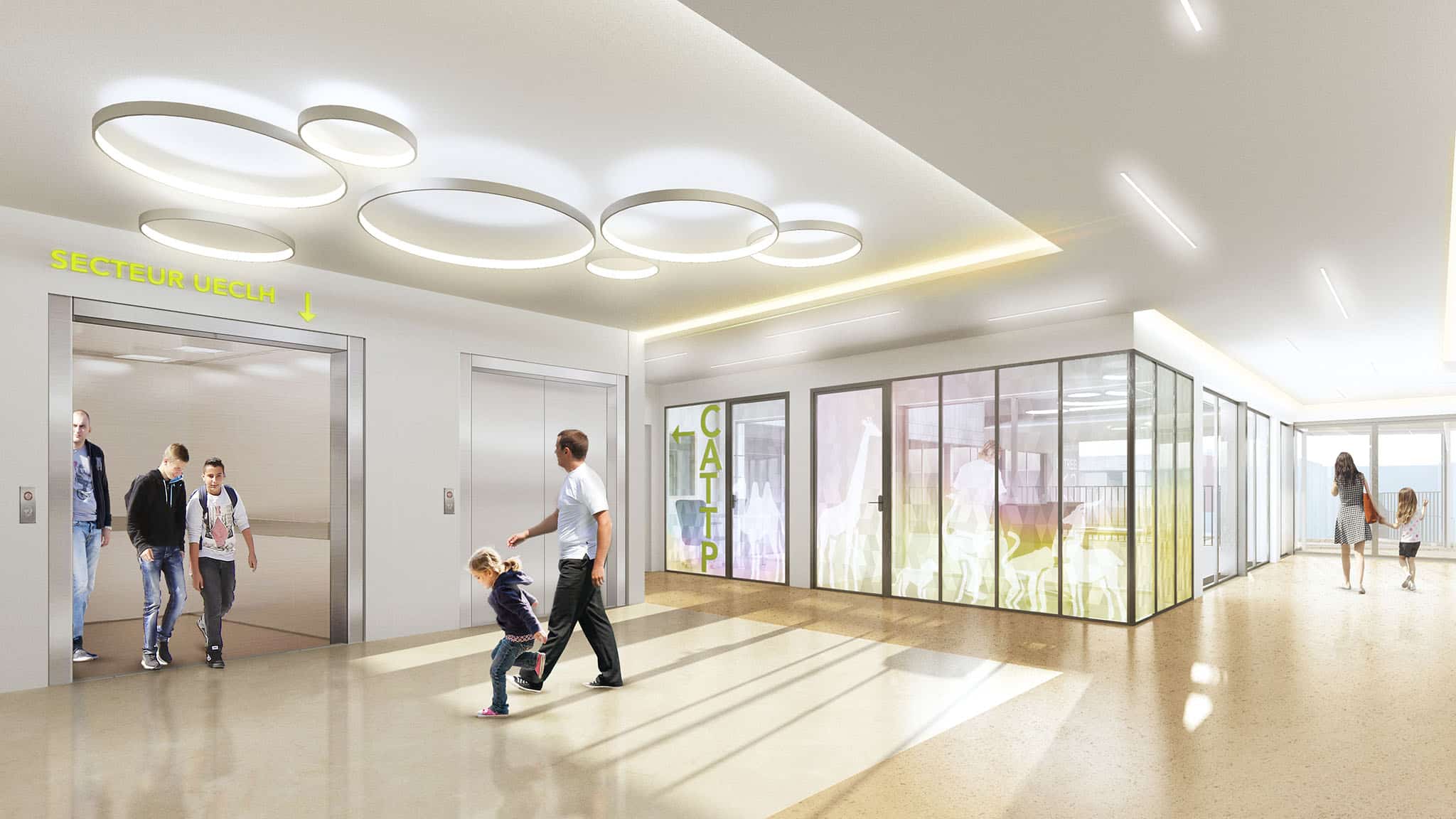 Bâtiment psychiatrie au Centre Hospitalier de Besançon - Hall