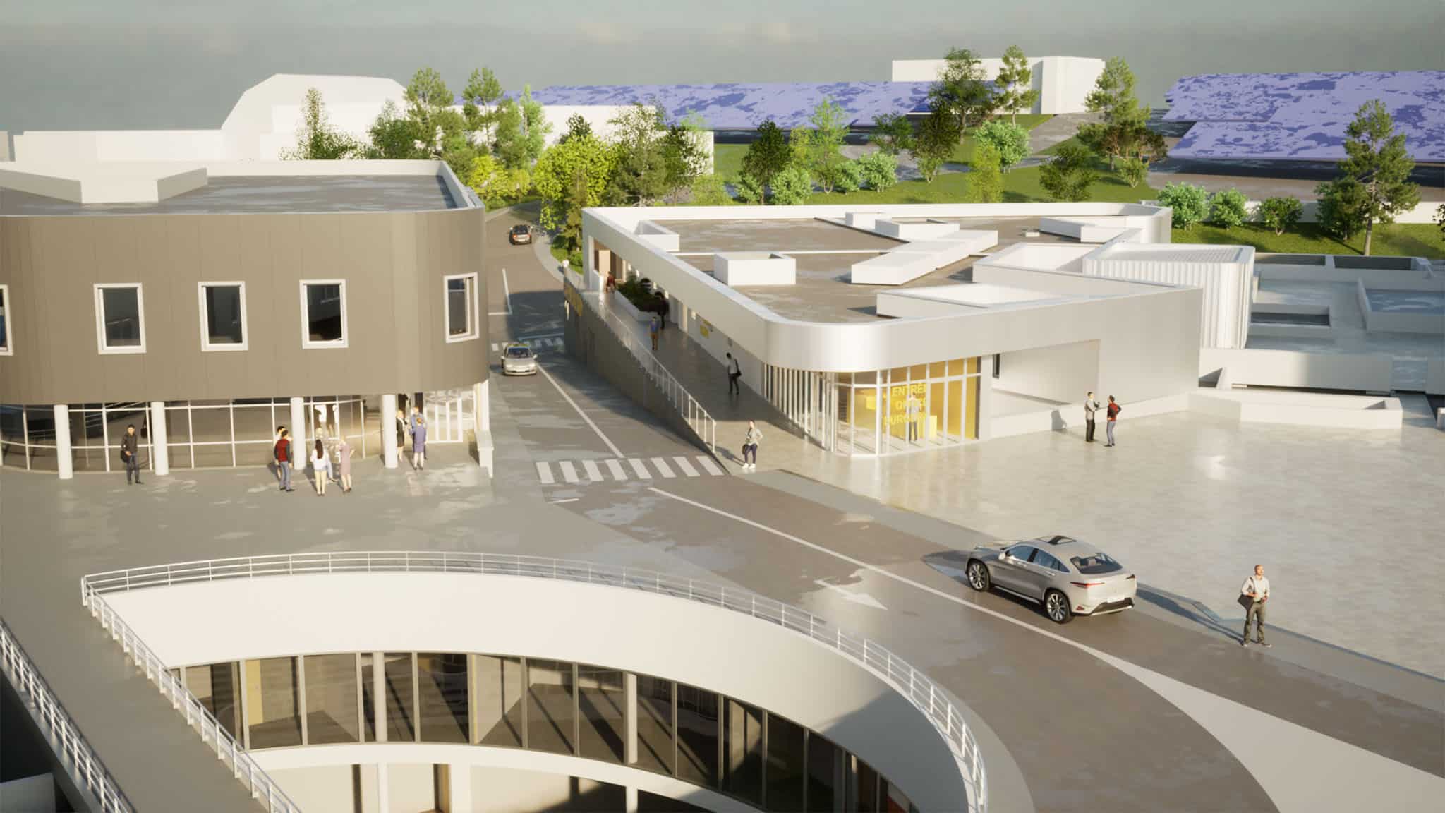 Endoscopie et chirurgie ambulatoire à Nîmes, vue du HallEndoscopie et chirurgie ambulatoire à Nîmes, vue du parvis haut