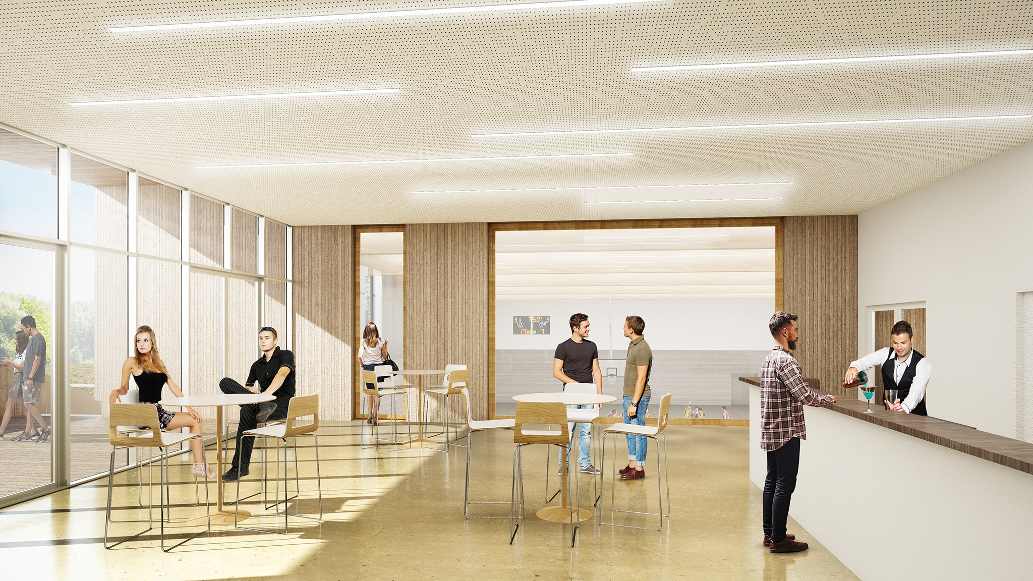 Nouvelle salle multisport et de loisirs à Bouchemaine, vue de la salle VIP