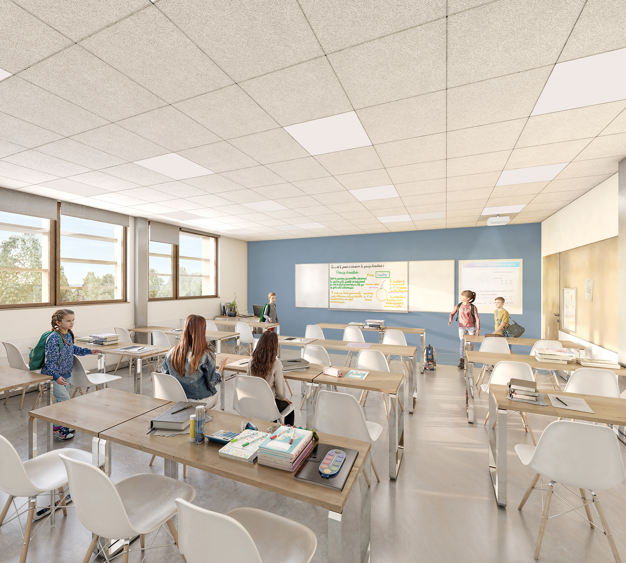 CRR-collèges de Groisy, vue d'une salle de classe du collège neuf, le Mont Baron