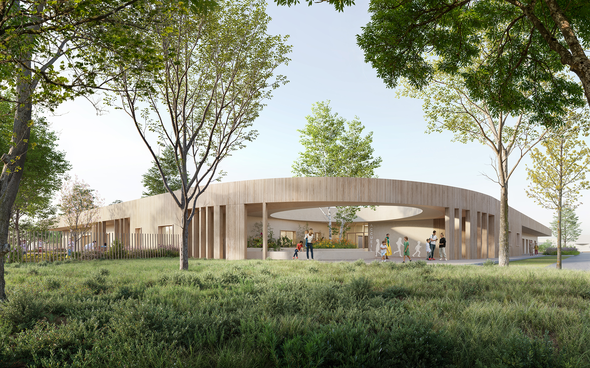 Restructuration & reconstruction des unités d’addictologie, psychiatrie et pédopsychiatrie sur le site de Thouars, CRR Architecture, vue sur la pédopsychiatrie