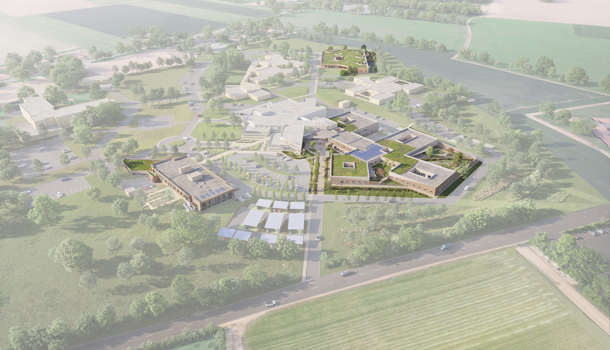 Restructuration & reconstruction des unités d’addictologie, psychiatrie et pédopsychiatrie sur le site de Thouars, CRR Architecture, vue aérienne