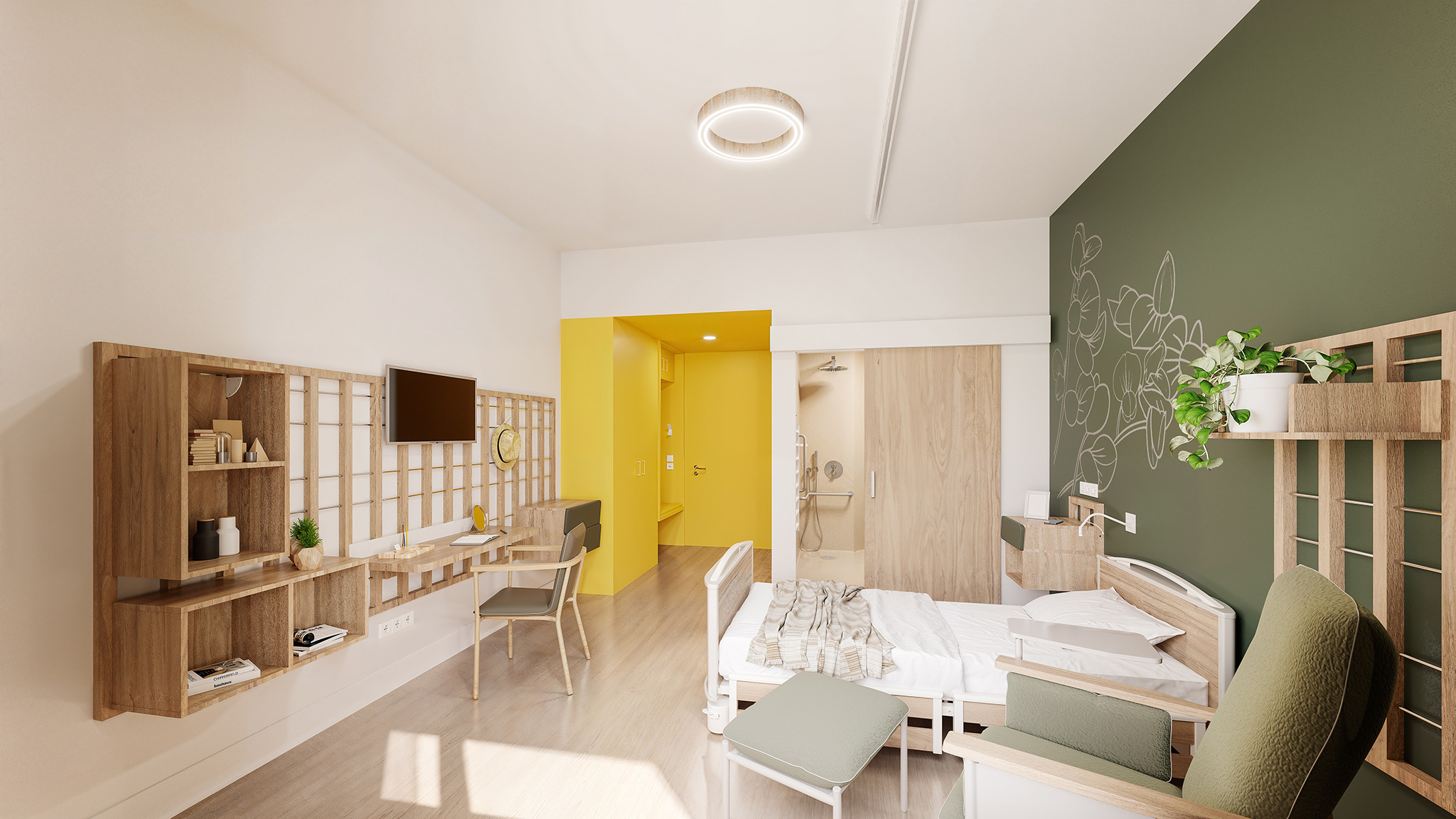 Cité des aînés à Firminy, CRR Architecture, vue de la chambre