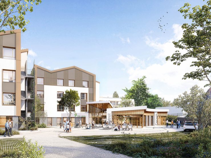 Cité des aînés à Firminy, CRR Architecture, vue du pôle commun depuis l'extérieur