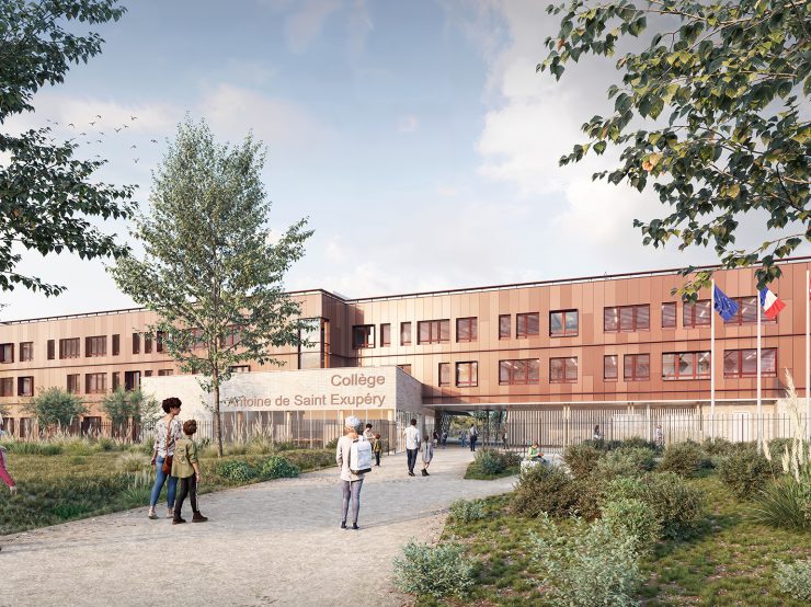 Reconstruction du collège Antoine de Saint-Exupéry à Forges les Eaux, vue de l'entrée