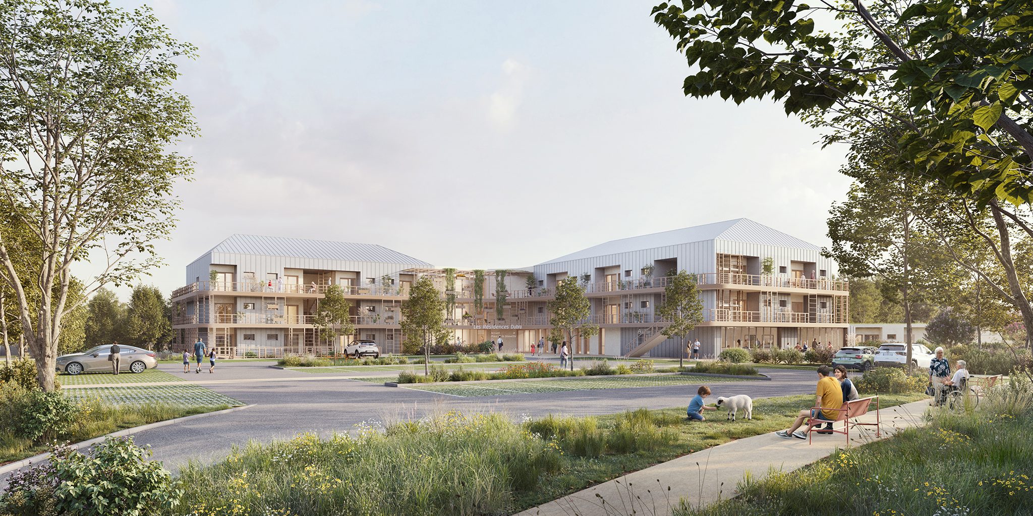 Vue de la façade principale de l'EHPAD de Douvres-la-Délivrande, CRR écritures architecturales