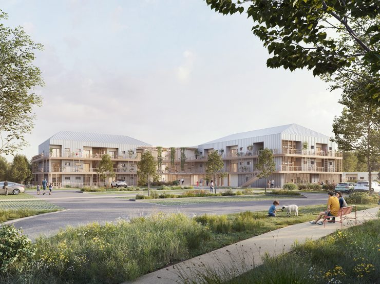 Vue de la façade principale de l'EHPAD de Douvres-la-Délivrande, CRR écritures architecturales