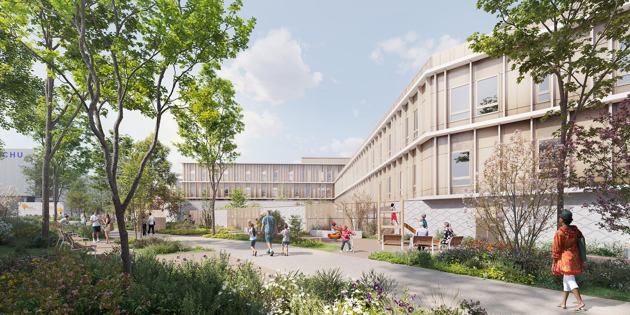 Construction d’un nouveau bâtiment pour les services de pédopsychiatrie et de psychiatrie de dijon (21) - CRR Architecture - vue façade