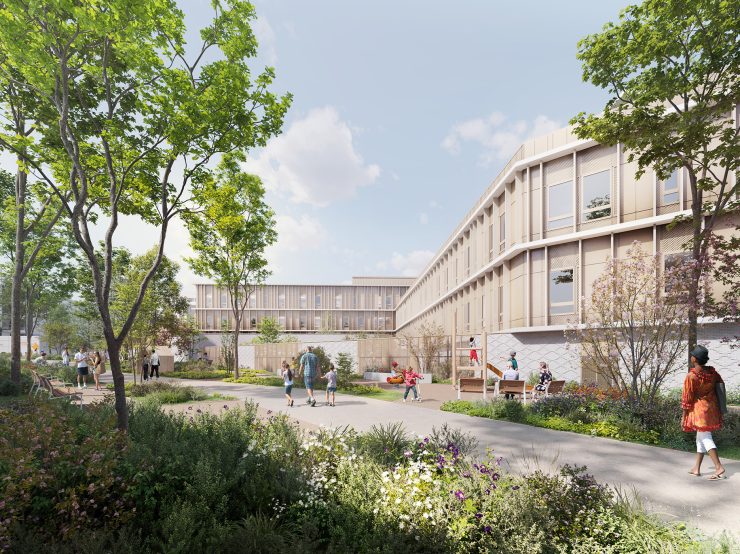 Construction d’un nouveau bâtiment pour les services de pédopsychiatrie et de psychiatrie de dijon (21) - CRR Architecture - vue façade